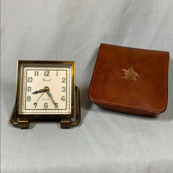 RARE Anheuser-Busch Beer TRAVEL CLOCK +Case WORKS!